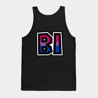 Bi Text - Bisexual Pride Flag Colours - Loud and Proud Sexuality - Bisexual Tank Top